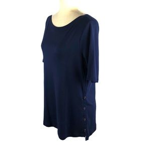 Kim Rogers Button Embellishes Navy Top